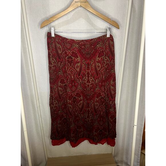 Evan Picone Dresses & Skirts - Vintage 90s y2k Evan Picone Witchy Cottage Red Paisley Fall Maxi Skirt